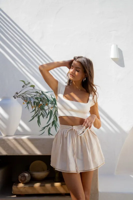 VRG GRL San Marco Linen Mini Skirt // Natural sold by Verge Girl