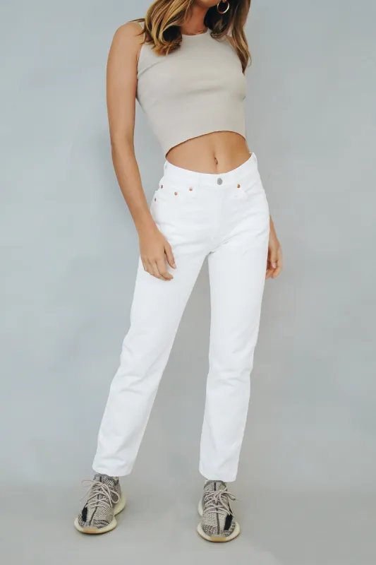 Levi's 501 Original Cropped Denim Jeans // White made by Verge Girl