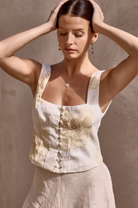 Ruby Linen Top Florage sold by Verge Girl