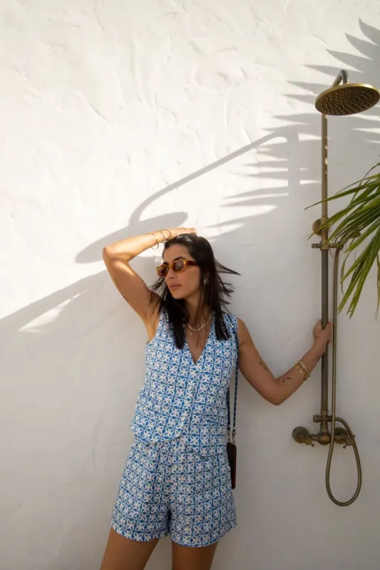 VRG GRL Sun Seeker Linen Vest // Blue sold by Verge Girl