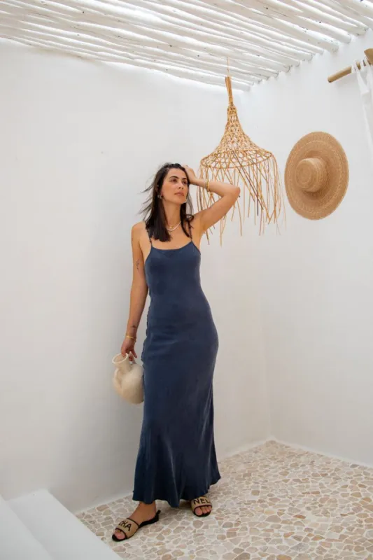 VRG GRL Night Veils Bias Cut Maxi Dress // Navy sold by Verge Girl