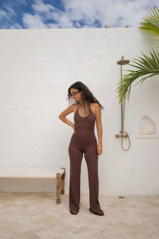 VRG GRL Pave The Way Knit Jumpsuit // Chocolate sold by Verge Girl