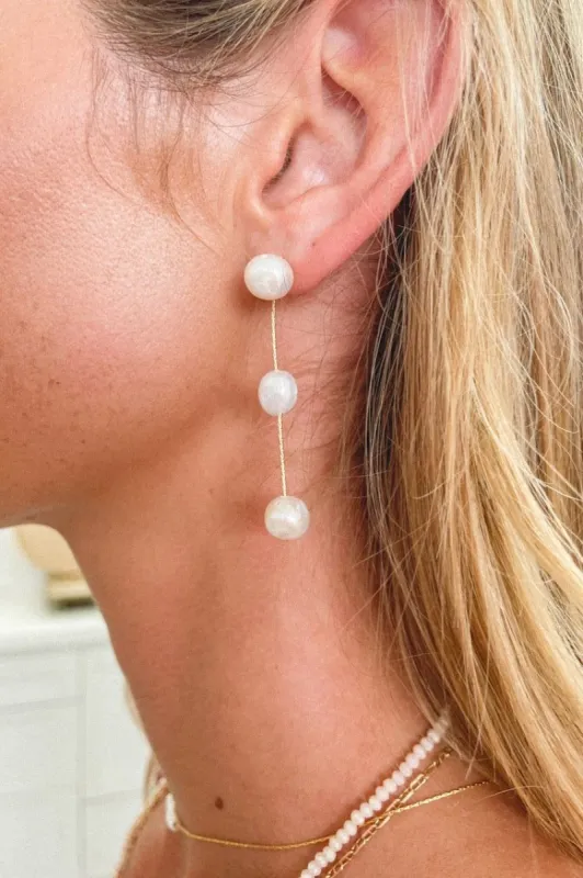 Down Play Pearl Earrings // Gold made by Verge Girl