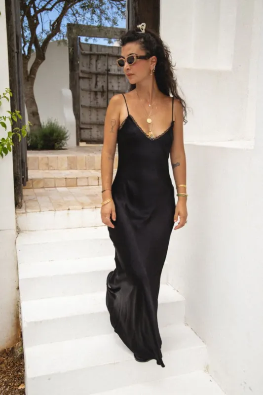 VRG GRL Isle Of Paradise Bias Cut Maxi Dress // Black sold by Verge Girl