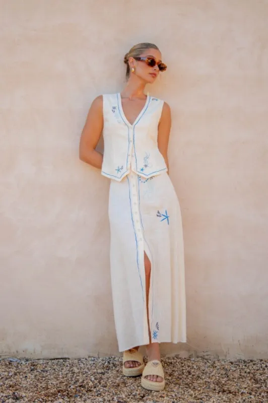 Reverie Midi Skirt Cream sold by Verge Girl