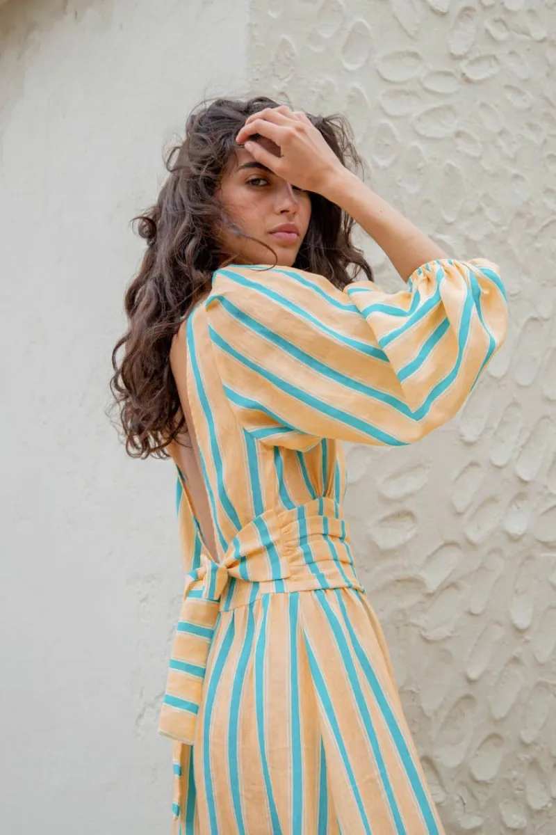 VRG GRL Tularosa Linen Midi Dress // Spritz | Parallel