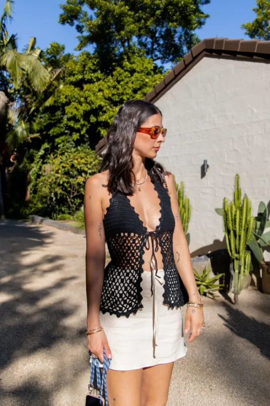 VRG GRL Palm Canyon Crochet Halter Top // Black sold by Verge Girl