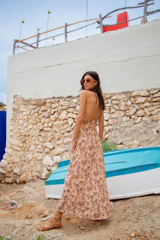 Sant Andrea Bias Cut Maxi Dress Tan made by Verge Girl