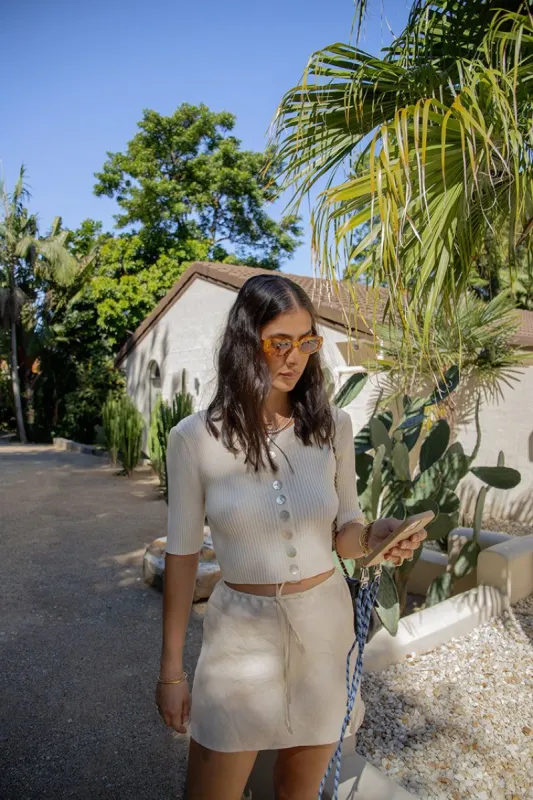 VRG GRL Mojave Knit Top // Cream sold by Verge Girl