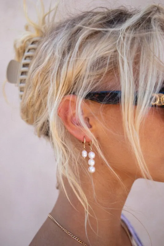 In Good Faith Pearl Hoops // Gold sold by Verge Girl