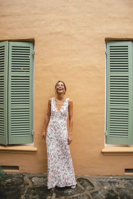 VRG GRL Postcards From Italy Bias Cut Maxi Dress // Rose sold by Verge Girl