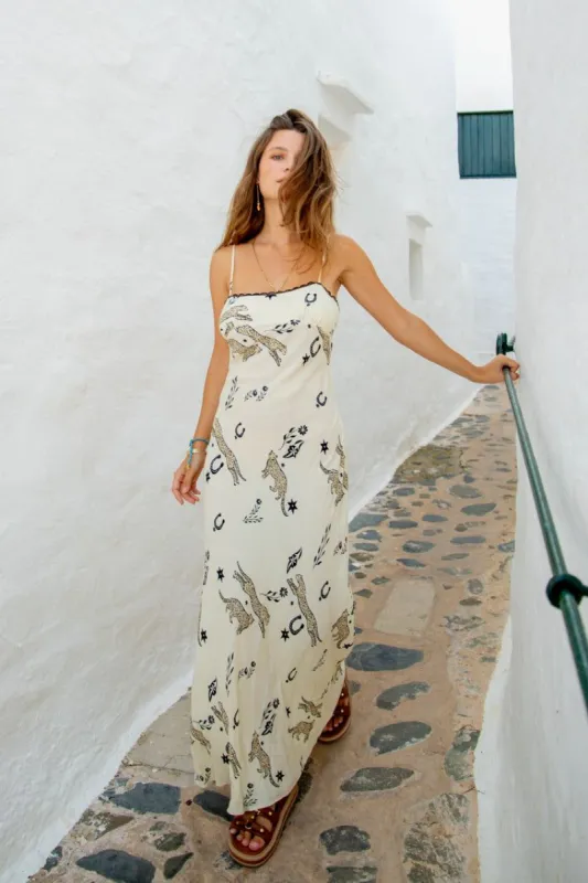 VRG GRL Cosmic Bias Cut Maxi Dress // Cream sold by Verge Girl