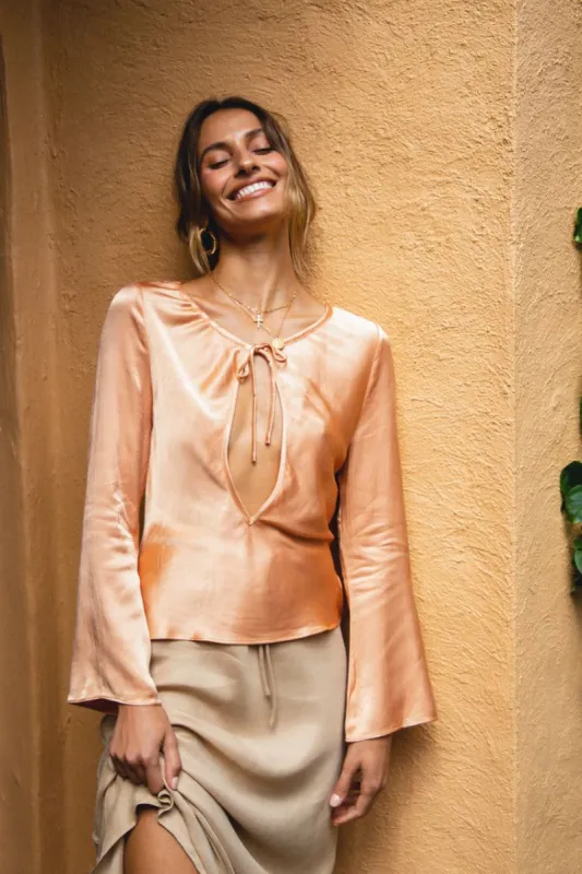 VRG GRL Celebrate Beauty Bias Cut Top // Apricot sold by Verge Girl