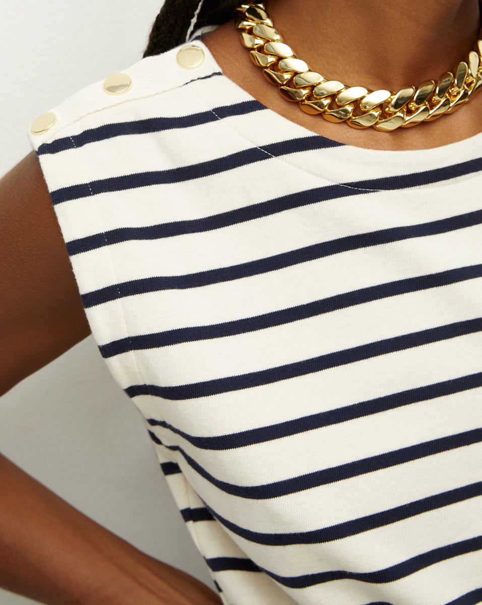 Pazila Striped Mixed-Media Dress sold by Veronica Beard product image thumbnail 2