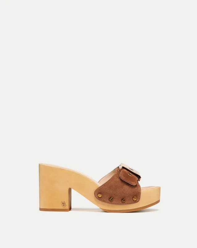 Hula Suede Block-Heel Sandal sold by Veronica Beard