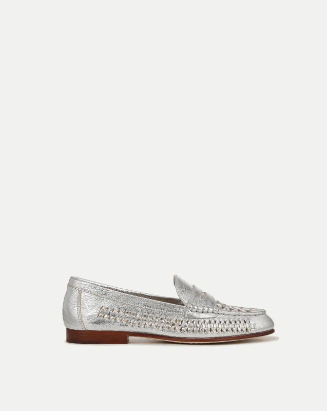 Penny Woven Metallic Leather Loafer sold by Veronica Beard