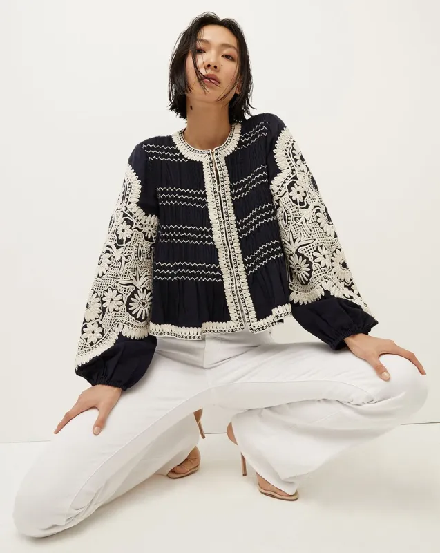 Dorian Embroidered Linen Jacket sold by Veronica Beard