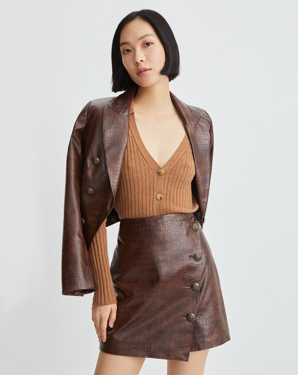 Dinard Vegan-Leather Skirt sold by Veronica Beard