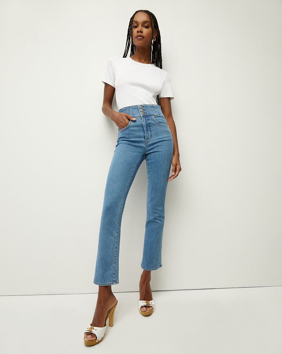Carly Kick-Flare Jean | Corset Waistband sold by Veronica Beard