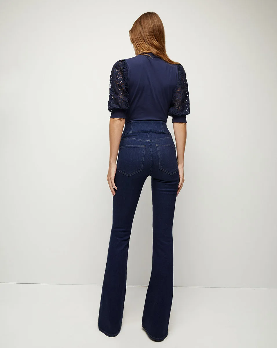 Beverly Corset Waist Skinny-Flare Jean sold by Veronica Beard product image thumbnail 4