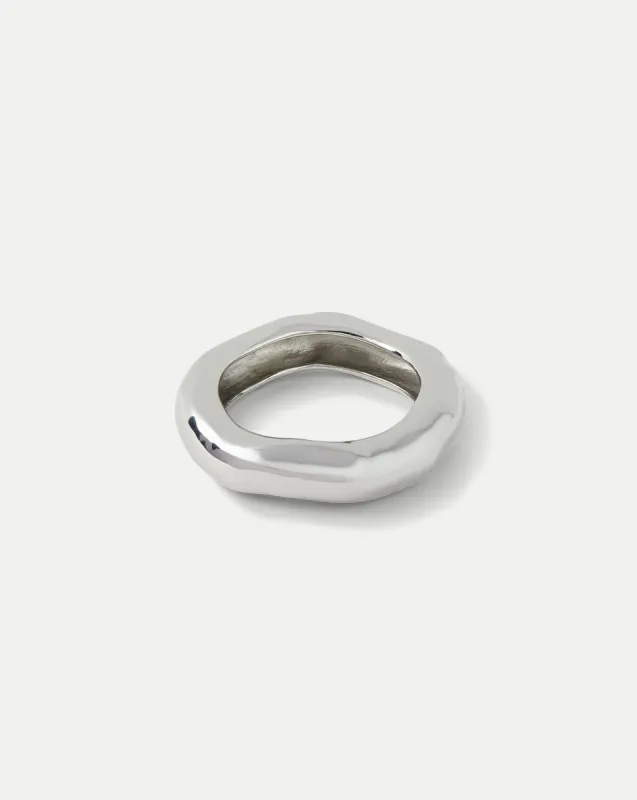 Large Molten Silver Bangle Bracelet sold by Veronica Beard