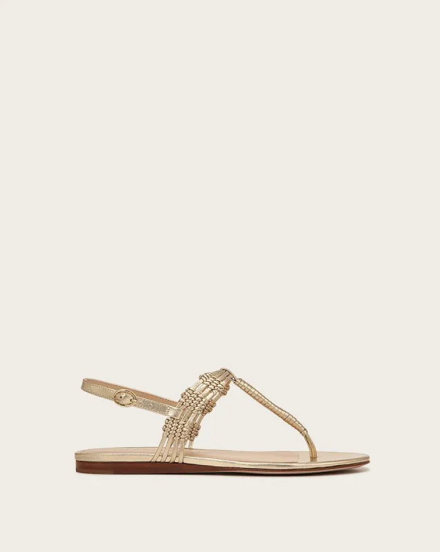 Sola Braided-Leather Flat Sandal sold by Veronica Beard