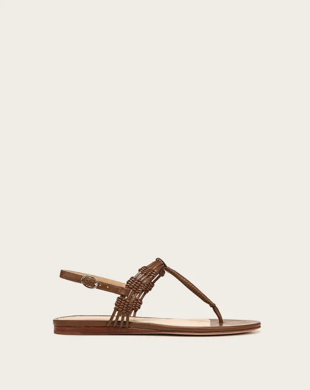 Sola Braided-Leather Flat Sandal sold by Veronica Beard
