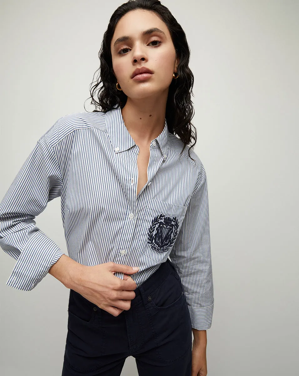 Lloyd Striped Button-Down Top | Logo Crest sold by Veronica Beard product image thumbnail 2