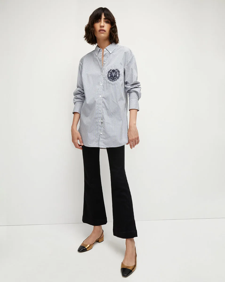 Lloyd Striped Button-Down Top | Logo Crest sold by Veronica Beard