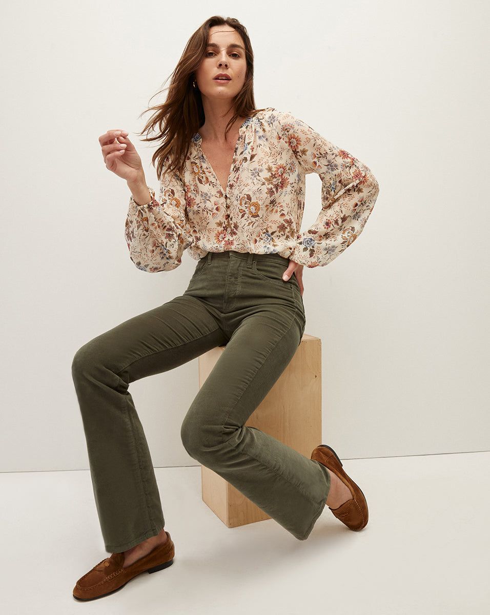 Clarina Floral Silk-Georgette Top sold by Veronica Beard