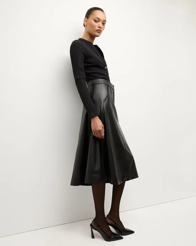 Louise Vegan Leather Skirt sold by Veronica Beard