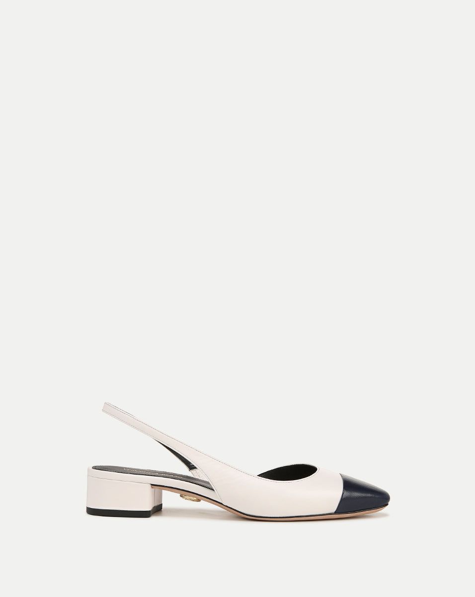 Cecile Leather Cap-Toe Slingback sold by Veronica Beard