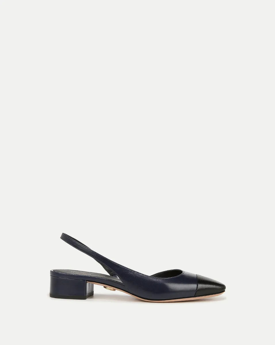 Cecile Leather Cap-Toe Slingback sold by Veronica Beard