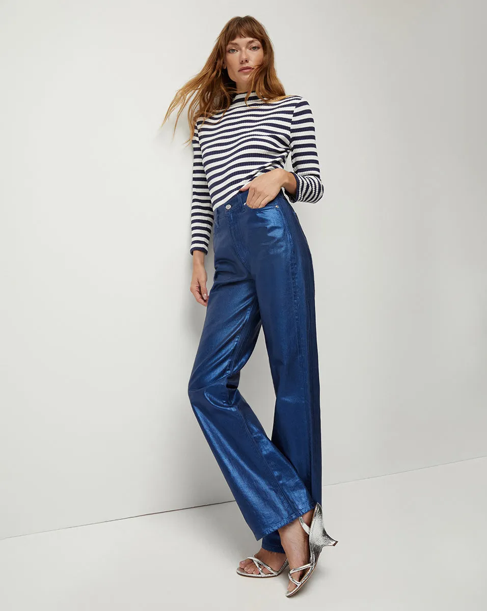 Dylan Metallic Straight-Leg Jean sold by Veronica Beard