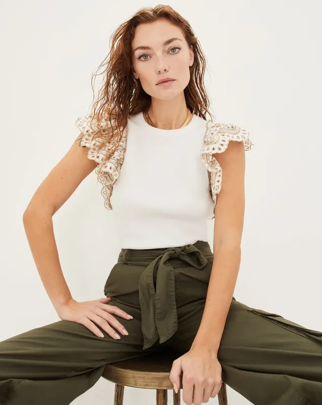 Julianka Ruffled-Sleeve Top sold by Veronica Beard