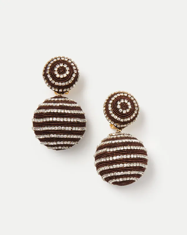 Crystal Brown Stripe Drop Earrings | Post Backing sold by Veronica Beard