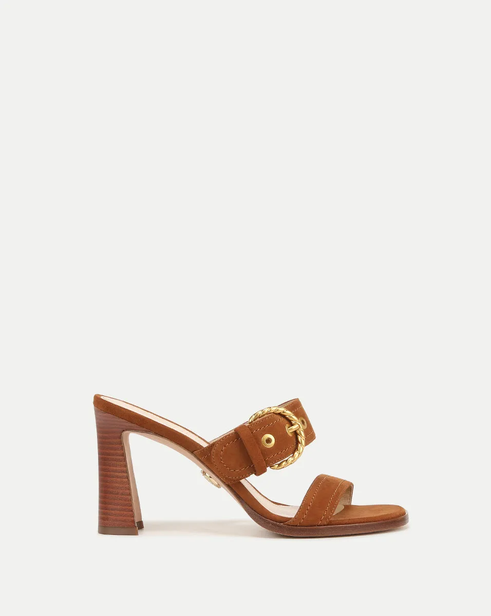 Margaux Suede Buckle Sandal sold by Veronica Beard