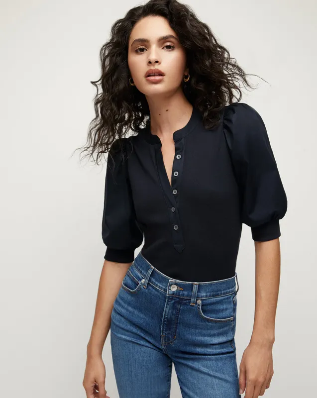 Coralee Puff-Sleeve Top sold by Veronica Beard