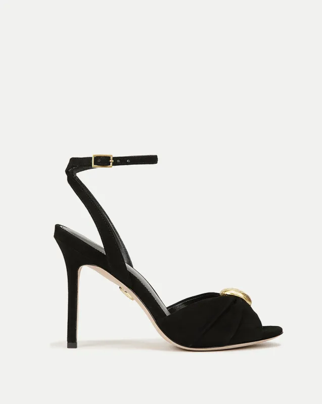 Genevieve Peep-Toe Suede Sandal sold by Veronica Beard