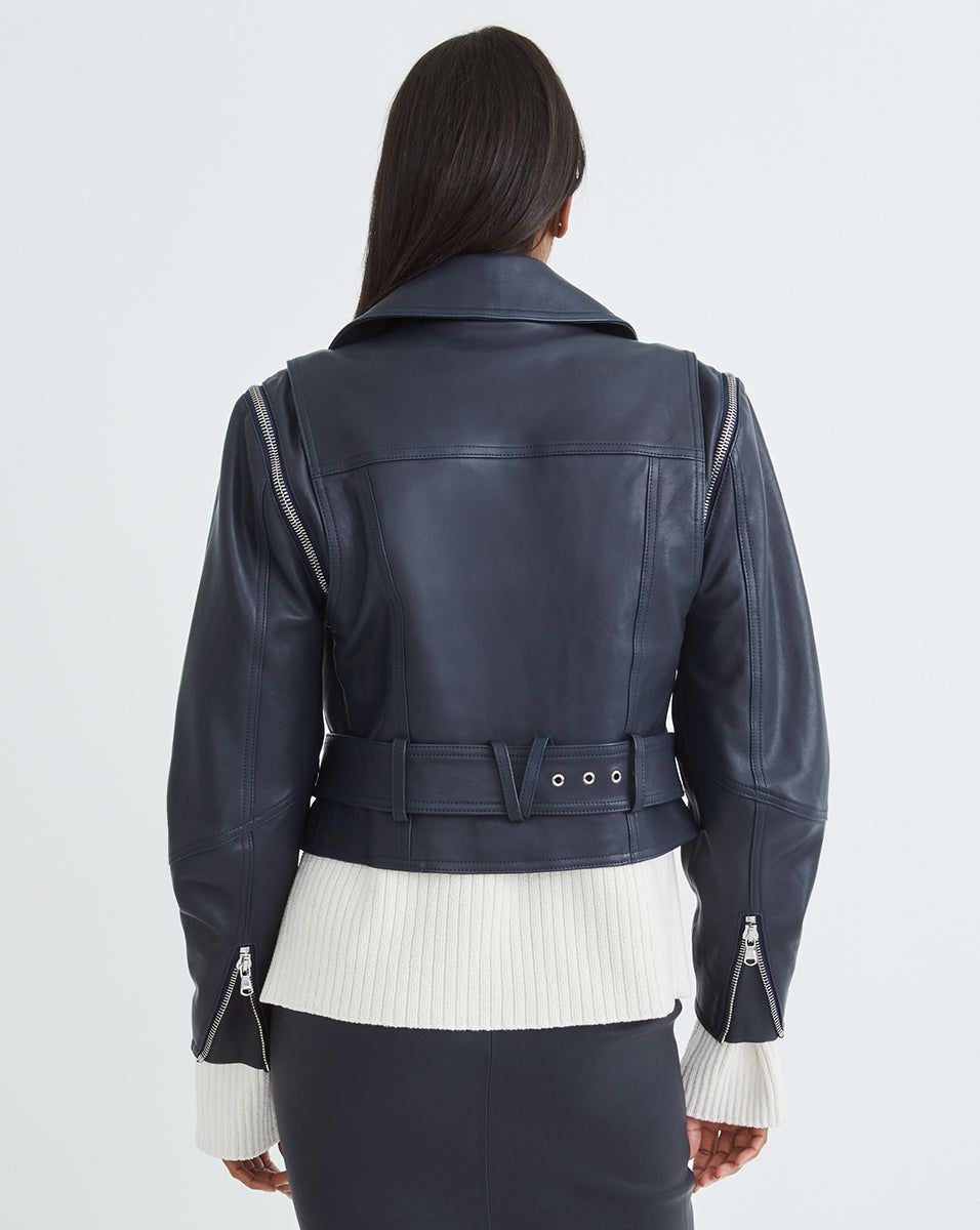 Jylan Leather Moto Jacket sold by Veronica Beard product image thumbnail 5