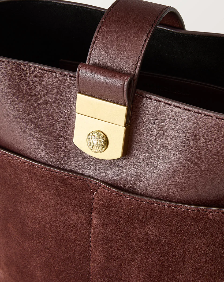 Small Crest Lock Suede Bucket Bag sold by Veronica Beard product image thumbnail 3