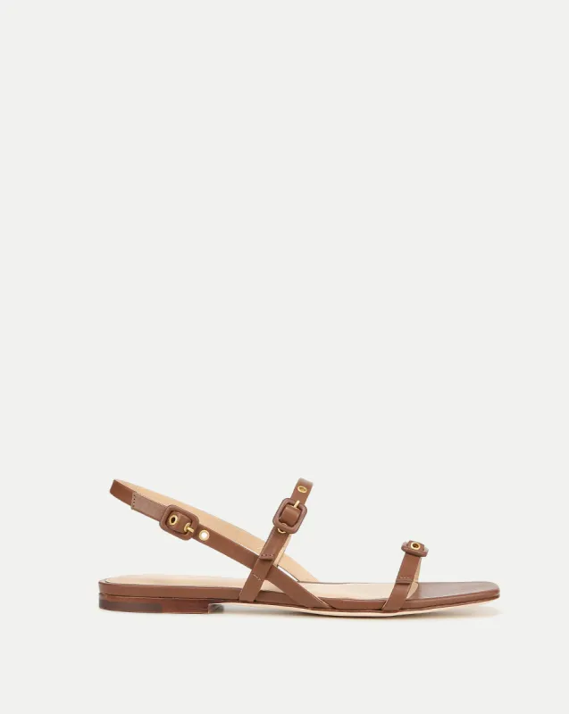 Malinda Brown Leather Sandal sold by Veronica Beard