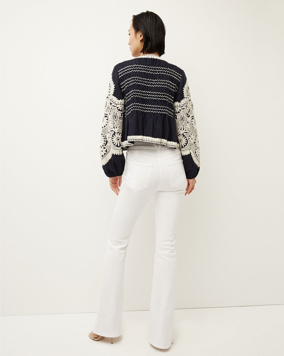 Dorian Embroidered Linen Jacket sold by Veronica Beard product image thumbnail 3