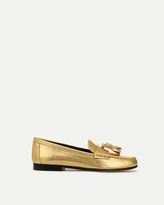 Penny Metallic Leather Tassel Loafer sold by Veronica Beard