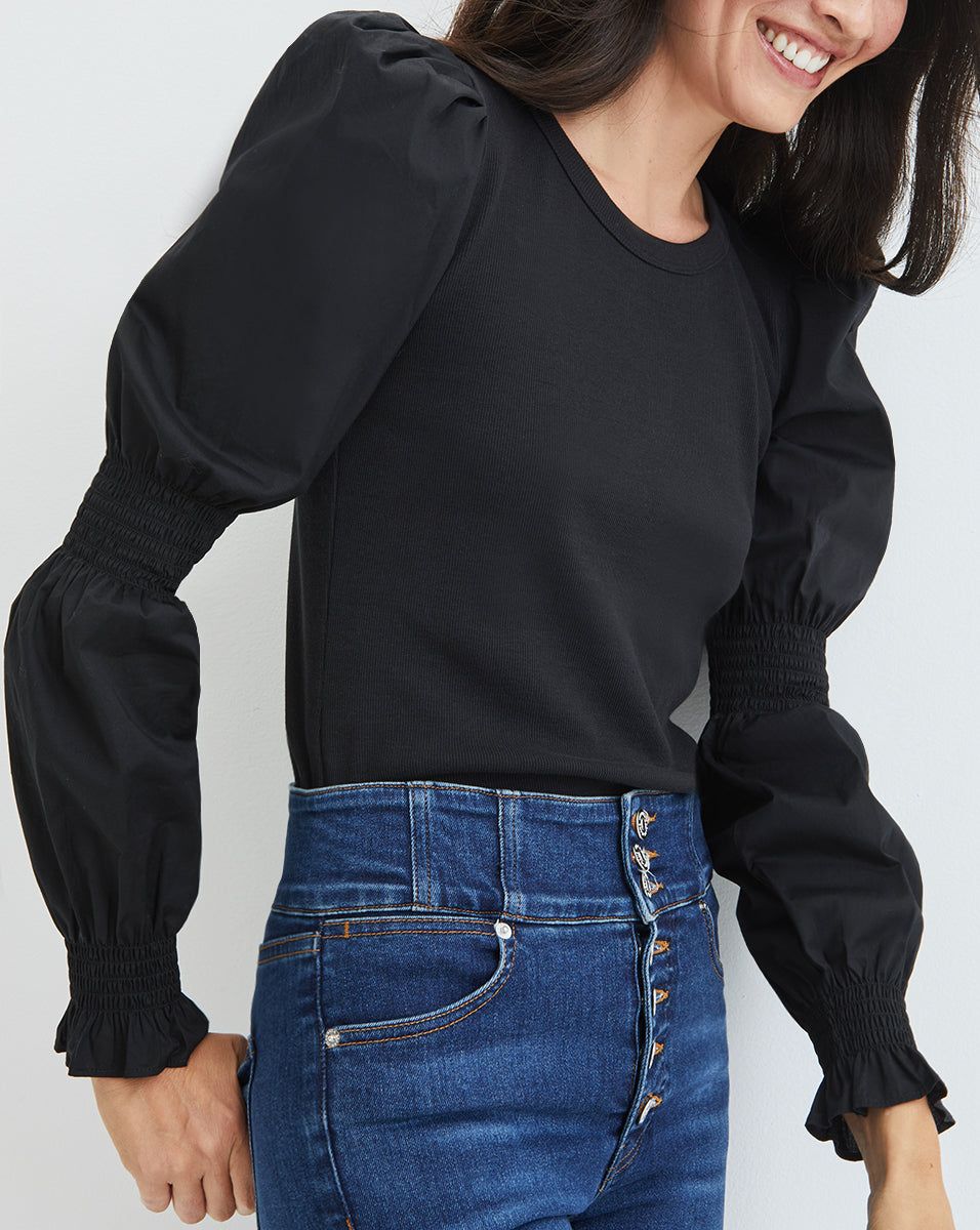 Fawn Puff-Sleeve Top sold by Veronica Beard