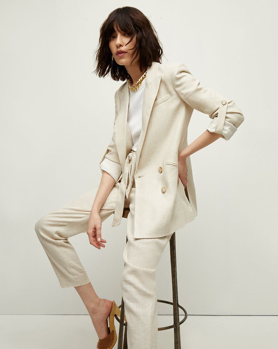 Parineti Metallic-Linen Dickey Jacket sold by Veronica Beard