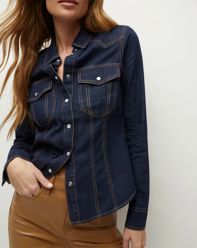 Crawford Yoked Chambray Top sold by Veronica Beard