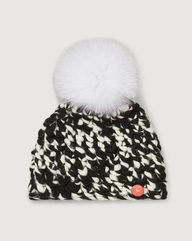 Black and White Marble Pom Beanie sold by Veronica Beard