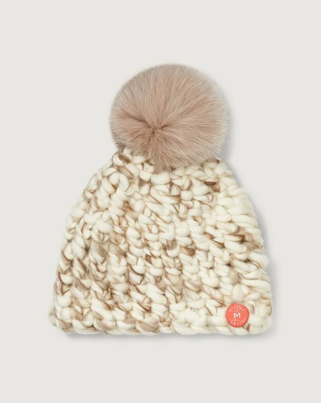 White Marble Pom Beanie sold by Veronica Beard