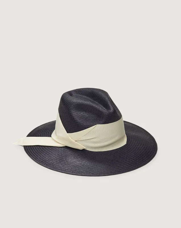 Navy Gardenia Hat sold by Veronica Beard